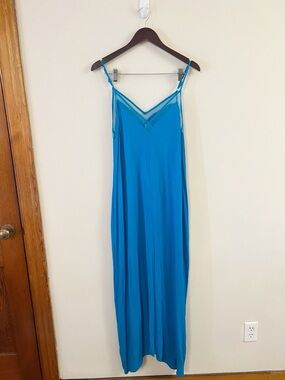 Miilla Blue Cami V-neck Maxi Dress Size Medium NEW Pockets